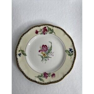 HAVILAND THEO Limoges France 6.5” Plate with Purple and Red Flowers